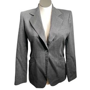 Vtg Harve Benard Womens Blazer 10 Heather Gray Wool Work Single Breasted